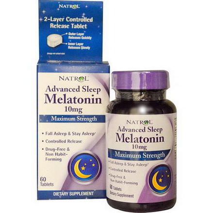 Natrol, Advanced Sleep Melatonin, Maximum Strength, 10mg, 60 Tablets
