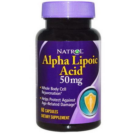 Natrol, Alpha Lipoic Acid, 50mg, 60 Capsules