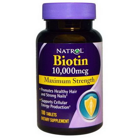 Natrol, Biotin, Maximum Strength, 10,000mcg, 100 Tablets