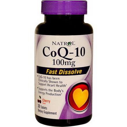 Natrol, CoQ-10, Fast Dissolve, Cherry Flavor, 100mg, 30 Tablets
