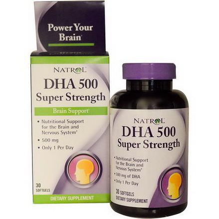 Natrol, DHA 500, Super Strength, Brain Support, 500mg, 30 Softgels