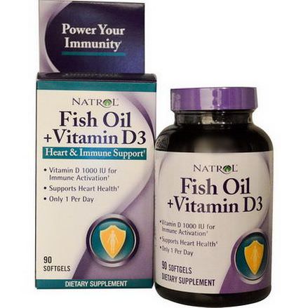Natrol, Fish Oil Vitamin D3, Heart&Immune Support, 90 Softgels