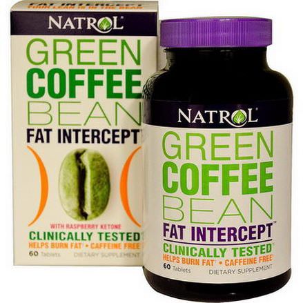 Natrol, Green Coffee Bean Fat Intercept, with Raspberry Ketone, 60 Tablets