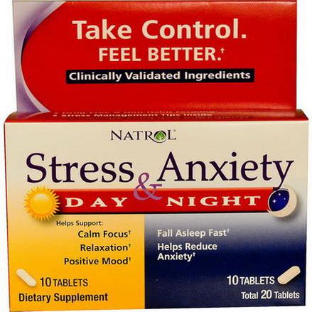 Natrol, Stress&Anxiety, Day&Nite, 10 Tablets Each
