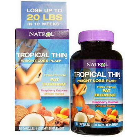 Natrol, Tropical Thin, Weight Loss Plan, Raspberry Ketones, African Mango, 60 Capsules