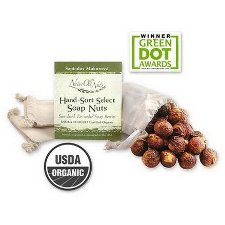 NaturOli, Organic, Hand-Sort Select Soap Nuts With 1 Muslin Drawstring Bag, 4 oz