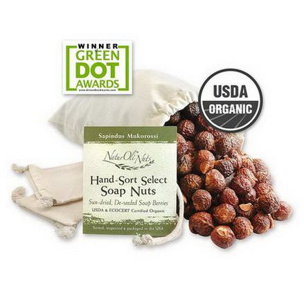 NaturOli, Organic, Hand-Sort Select Soap Nuts With 1 Muslin Drawstring Bags, 16 oz