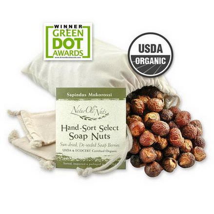 NaturOli, Organic, Hand-Sort Select Soap Nuts With 2 Muslin Drawstring Bags, 32 oz