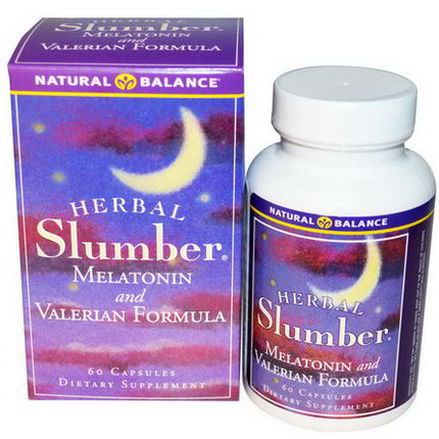 Natural Balance, Herbal Slumber, Melatonin and Valerian Formula, 60 Capsules