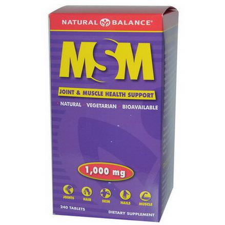 Natural Balance, MSM, Joint&Muscle Health Support, 1000mg, 240 Tablets