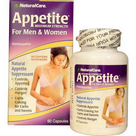 Natural Care, Appetite, Maximum Strength, For Men&Women, No Caffeine, 60 Capsules