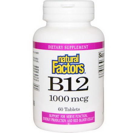 Natural Factors, B12, 1000mcg, 60 Tablets