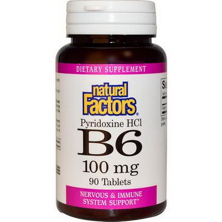 Natural Factors, B6, Pyridoxine HCl, 100mg, 90 Tablets