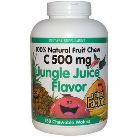 Natural Factors, C 500mg, Jungle Juice Flavor, 180 Chewable Wafers