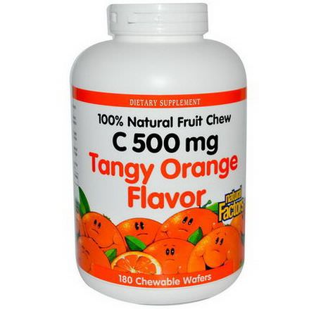 Natural Factors, C 500mg, Tangy Orange Flavor, 180 Chewable Wafers