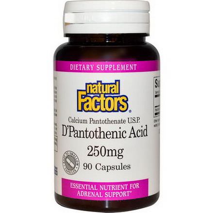 Natural Factors, D'Pantothenic Acid, 250mg, 90 Capsules