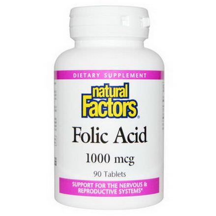 Natural Factors, Folic Acid, 1,000mcg, 90 Tablets