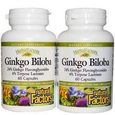 Natural Factors, Ginkgo Biloba Bonus Pak, 2 Bottles, 60 Capsules Each