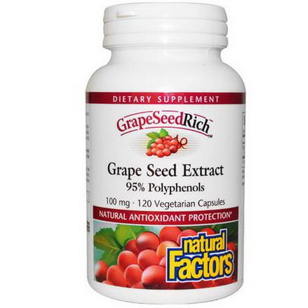 Natural Factors, GrapeSeedRich, Grape Seed Extract, 100mg, 120 Veggie Caps