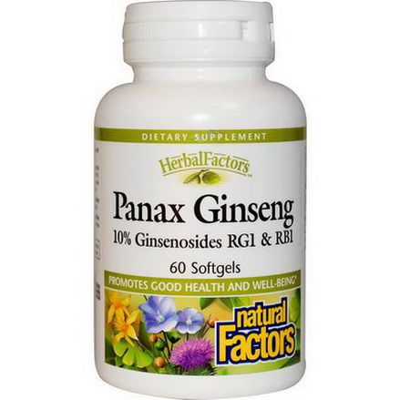 Natural Factors, HerbalFactors, Panax Ginseng, 60 Softgels