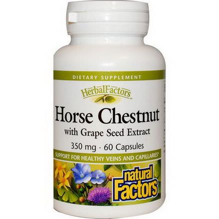 Natural Factors, Horse Chestnut with Grape Seed Extract, 350mg, 60 Capsules