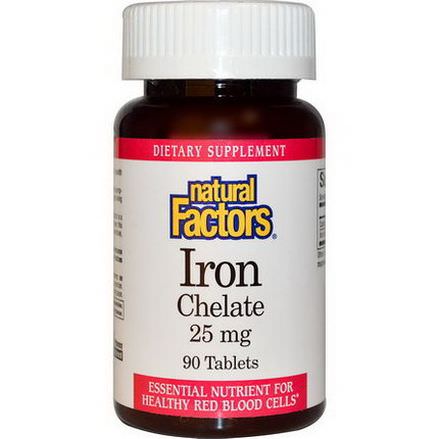 Natural Factors, Iron Chelate, 25mg, 90 Tablets