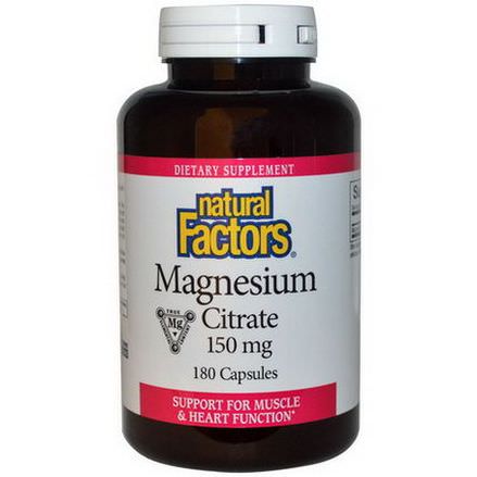 Natural Factors, Magnesium Citrate, 150mg, 180 Capsules