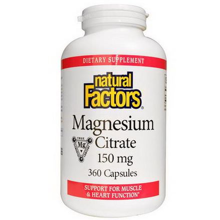 Natural Factors, Magnesium Citrate, 150mg, 360 Capsules