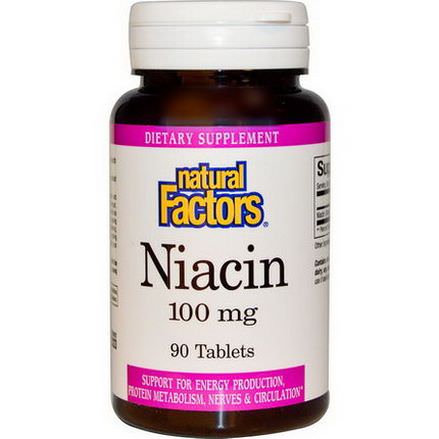 Natural Factors, Niacin, 100mg, 90 Tablets