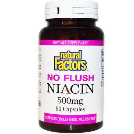 Natural Factors, No Flush Niacin, 500mg, 90 Capsules