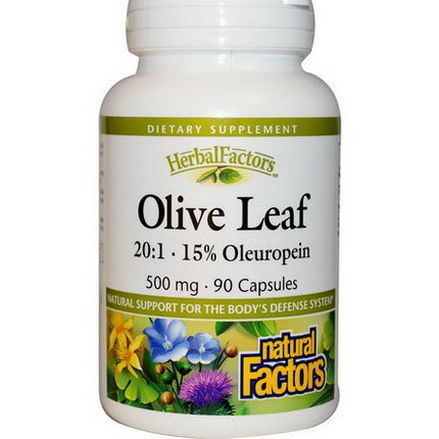 Natural Factors, Olive Leaf, 500mg, 90 Capsules