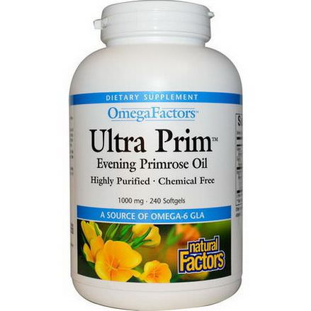 Natural Factors, OmegaFactors, Ultra Prim, Evening Primrose Oil, 1000mg, 240 Softgels