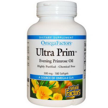 Natural Factors, OmegaFactors, Ultra Prim, Evening Primrose Oil, 500mg, 180 Softgels