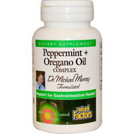 Natural Factors, Peppermint Oregano Oil Complex, 60 Enteric Coated Softgels
