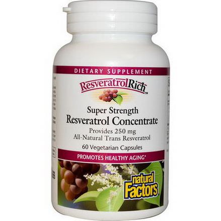 Natural Factors, ResveratrolRich, Super Strength, Resveratrol Concentrate, 60 Veggie Caps