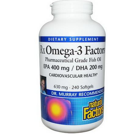 Natural Factors, Rx Omega-3 Factors, 630mg, 240 Softgels