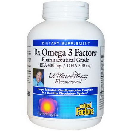 Natural Factors, Rx Omega-3 Factors, EPA 400mg / DHA 200mg, 120 Softgels