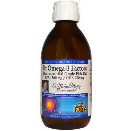 Natural Factors, Rx Omega-3 Factors, Pharmaceutical Grade Fish Oil, Natural Orange Flavor 237ml