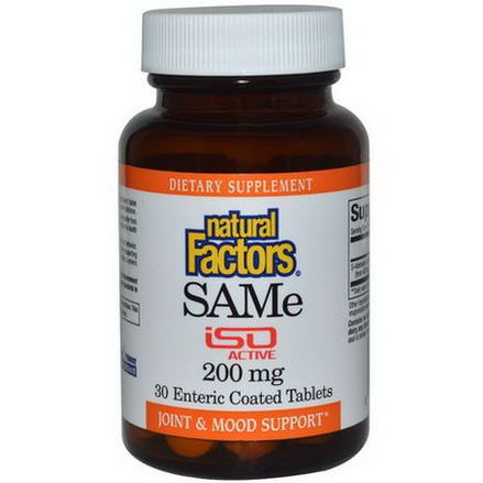 Natural Factors, SAMe, 200mg, 30 Enteric Coated Tablets