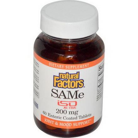 Natural Factors, SAMe, ISO Active, 200mg, 60 Enteric Coated Tablets