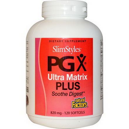 Natural Factors, SlimStyles, PGX Ultra Matrix Plus, Soothe Digest, 820mg, 120 Softgels