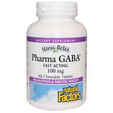 Natural Factors, Stress-Relax, Pharma GABA, 100mg, 60 Chewable Tablets
