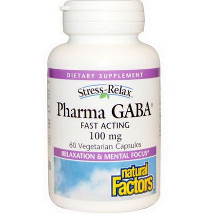 Natural Factors, Stress Relax, Pharma GABA, 100mg, 60 Veggie Caps