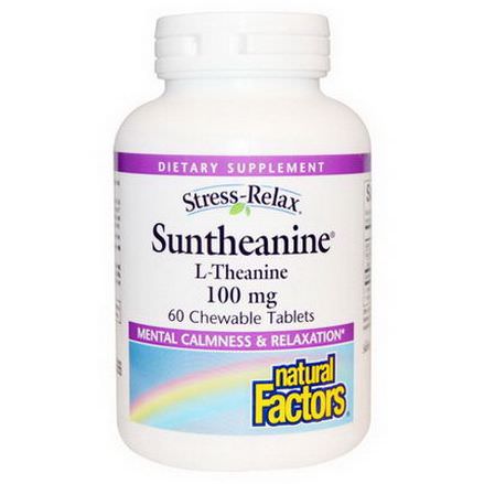 Natural Factors, Stress-Relax, Suntheanine, L-Theanine, 100mg, 60 Chewable Tablets