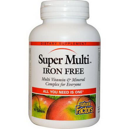 Natural Factors, Super Multi, Iron Free, 90 Tablets