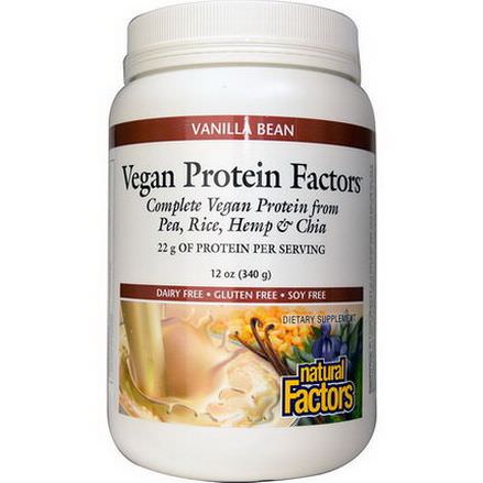 Natural Factors, Vegan Protein Factors, Vanilla Bean 340g
