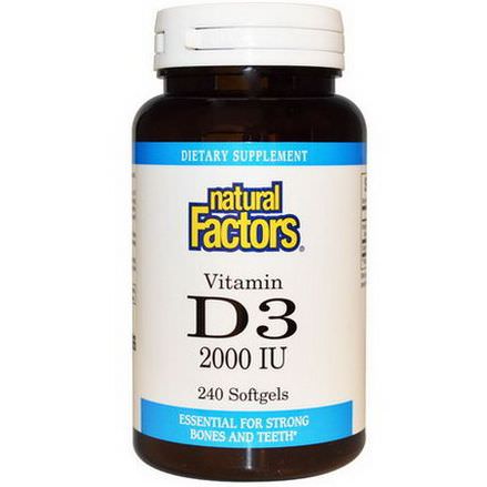 Natural Factors, Vitamin D3, 2000 IU, 240 Softgels
