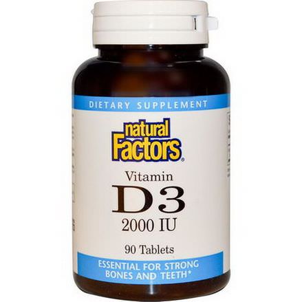 Natural Factors, Vitamin D3, 2000 IU, 90 Tablets