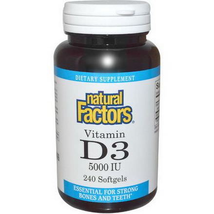 Natural Factors, Vitamin D3, 5000 IU, 240 Softgels
