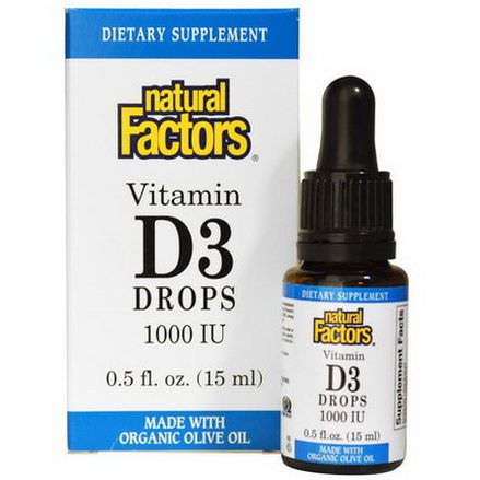 Natural Factors, Vitamin D3 Drops, 1000 IU 15ml